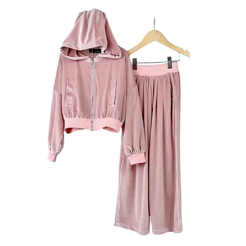 Little Luxe LDN Diamante Velout Lounge Set- Pink