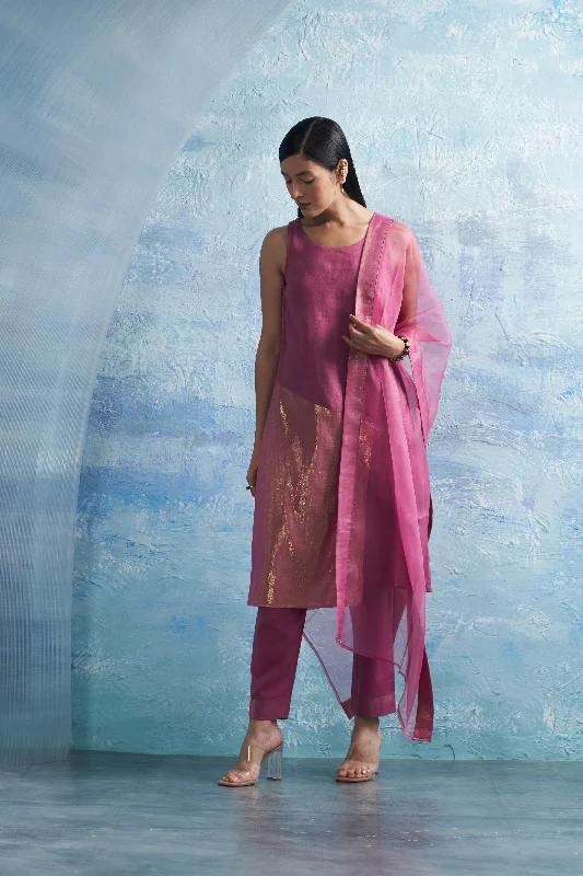 Aura Grape Pink Overlap Kurta Set