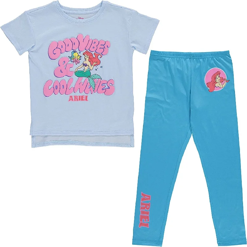 Disney The Little Mermaid Leggings Clothing Set, Ariel Short Sleeve T-Shirt and Leggings Set- Girls Sizes 4-16