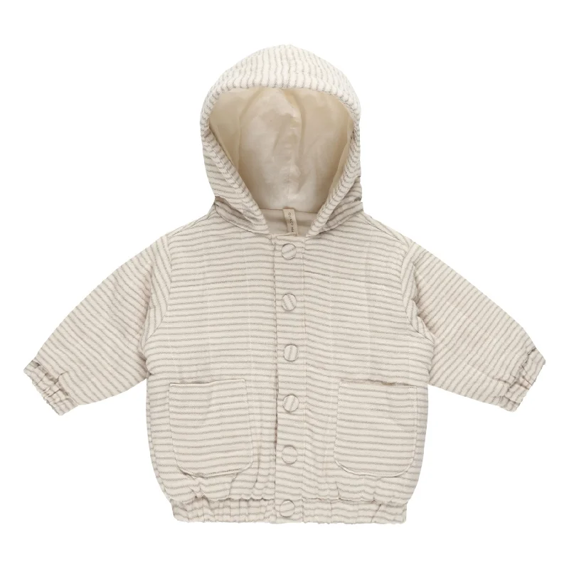 Hooded Woven Jacket - Basil Stripe