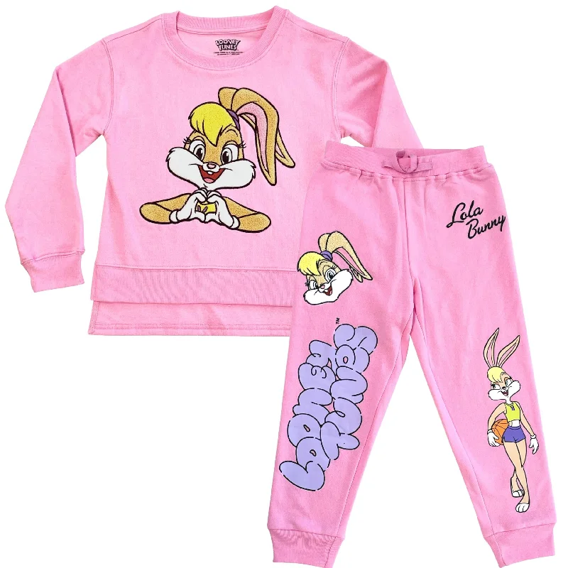 Looney Tunes Girls Lola Bunny Clothing Set - Lola Bunny Sweatshirt and Jogger - 2-Piece Outfit Set - Sizes 4-10