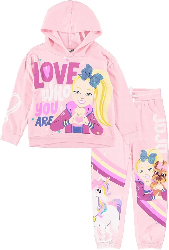 JoJo Siwa Girls Sweatshirt Hoodie and Jogger Clothing Set, Pink Sizes 4-20