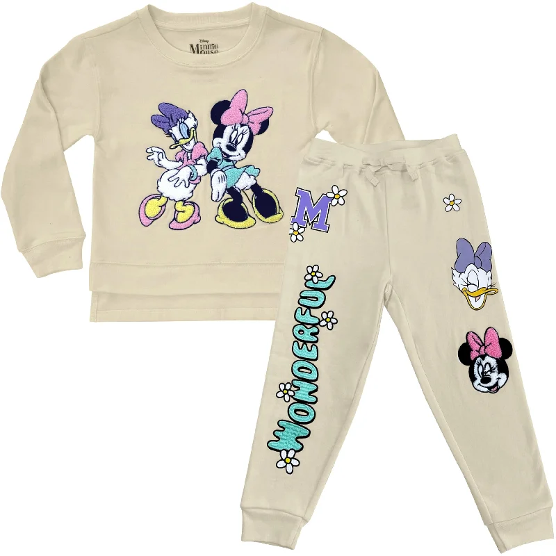 Disney Girls Minnie Mouse Clothing Set - Minnie Mouse and Daisy Duck Sweatshirt and Jogger - 2-Piece Outfit Set - Sizes 4-10