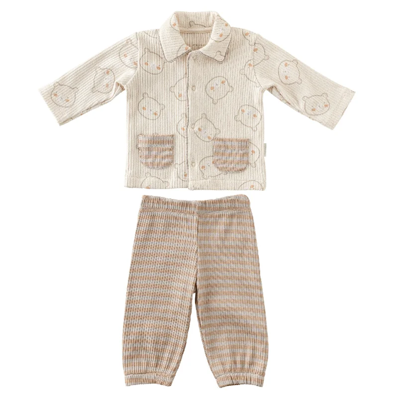 Beige Striped Bear Formal Outfit