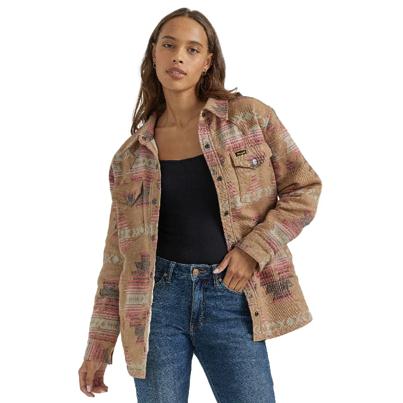 Wrangler Women's Brown Pink Aztec Shacket