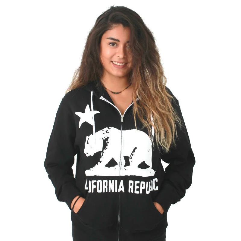 California Flag White Silhouette Zip-up Hoodie Asst Colors