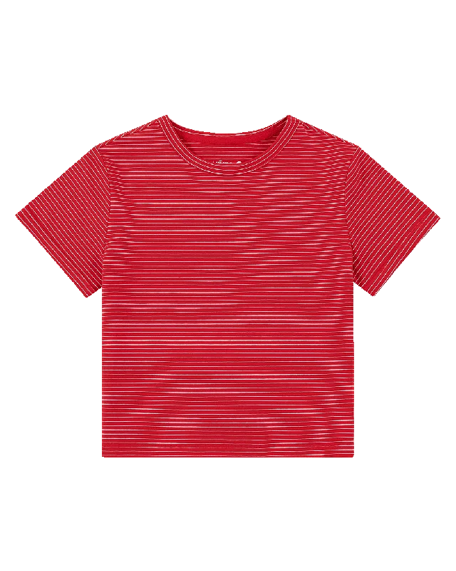 Cropped Striped Tee - Red/White