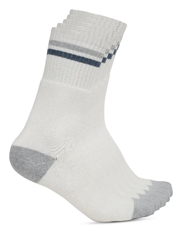 Men's White Fashion Crew length Terry Socks -Pack of 5