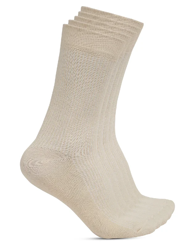 Men's Cream Basic Crew length Socks -Pack of 5