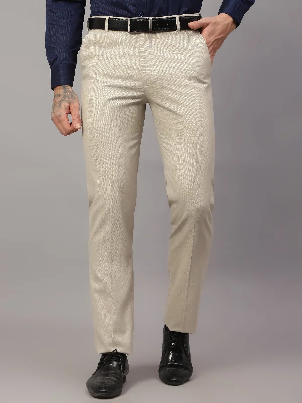 Men's Formal Flat front Fawn  Trousers