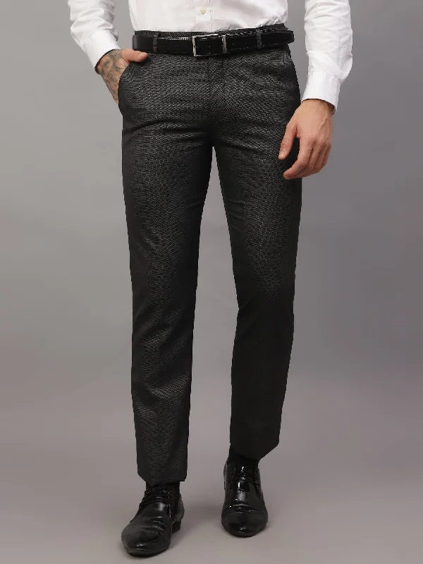 Men's Formal Flat front Dark Grey  Trousers