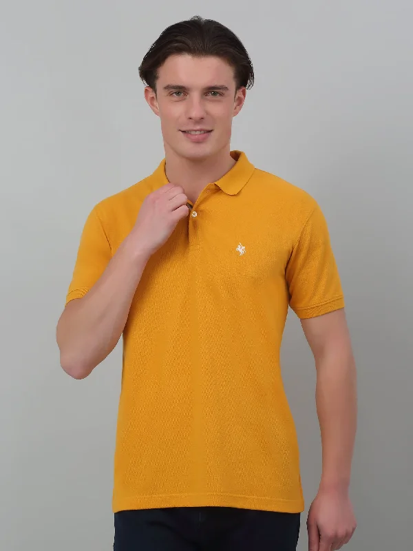 Men's Mustard  Polo neck Half Sleeve T-Shirt