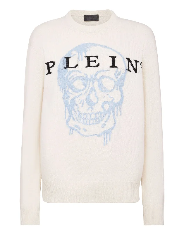 Pullover Round Neck LS Intarsia Skull