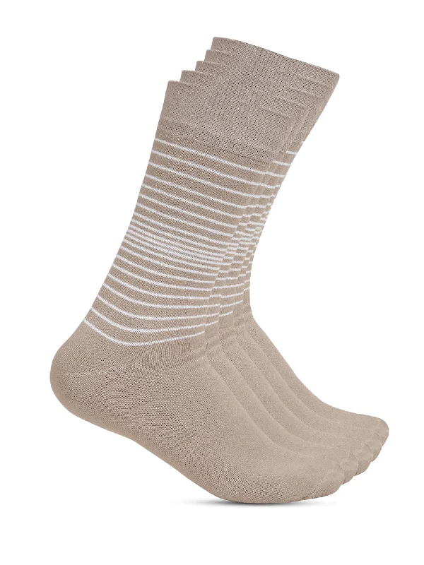 Men's Beige Basic Crew length Socks -Pack of 5