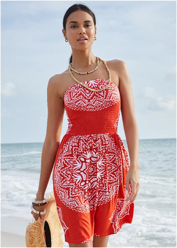 Convertible Cover-Up Dress - Ornate Medallion Clay