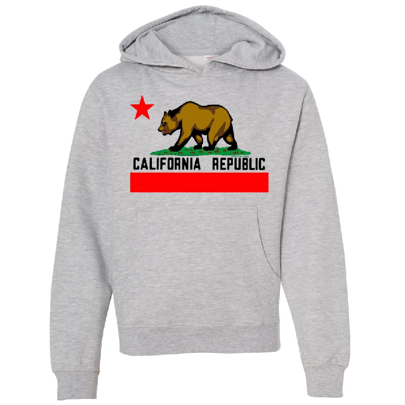 California Republic Borderless Bear Flag Black Text Premium Youth Sweatshirt Hoodie