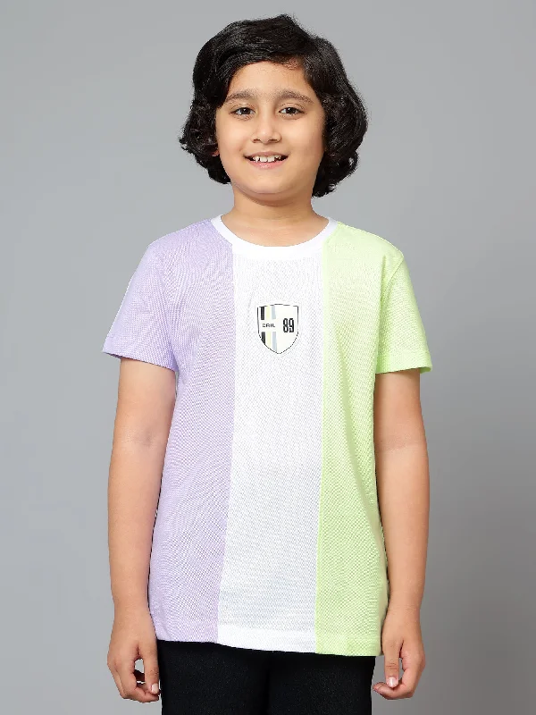 Boys Casual Lilac Half Sleeve  T-Shirt