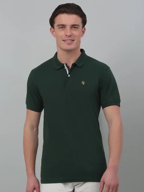 Men's Dark   Green Polo neck Half Sleeve T-Shirt