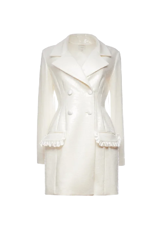 Eleanor Blazer Dress in Ivory Sequin Linen