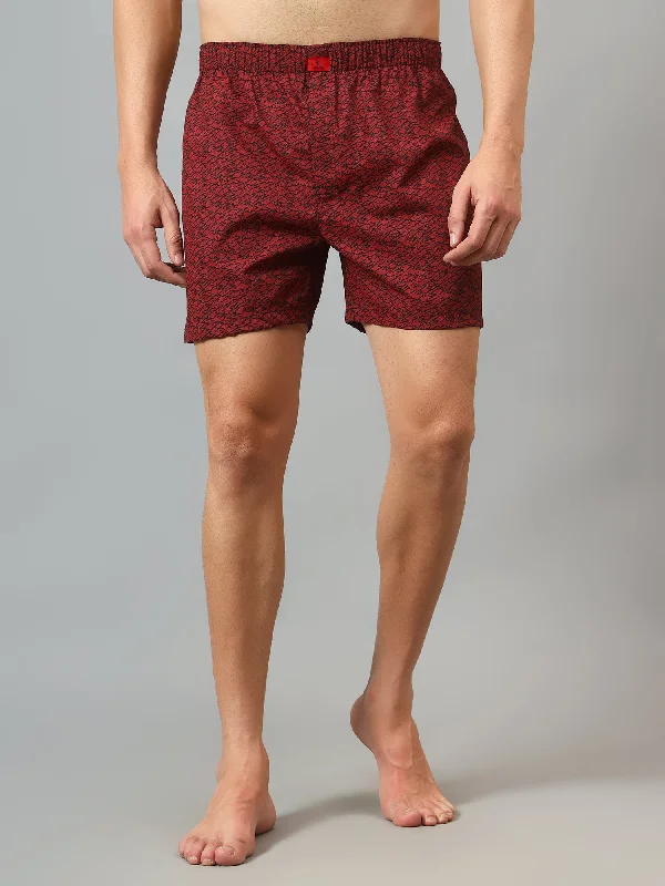 Men's Maroon Printed Boxer