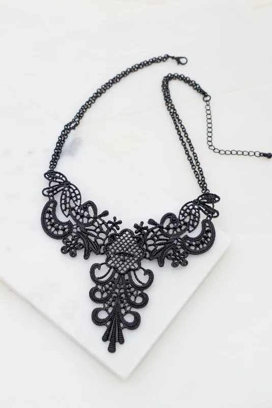 Elegant Filigree Cutout Statement Necklace