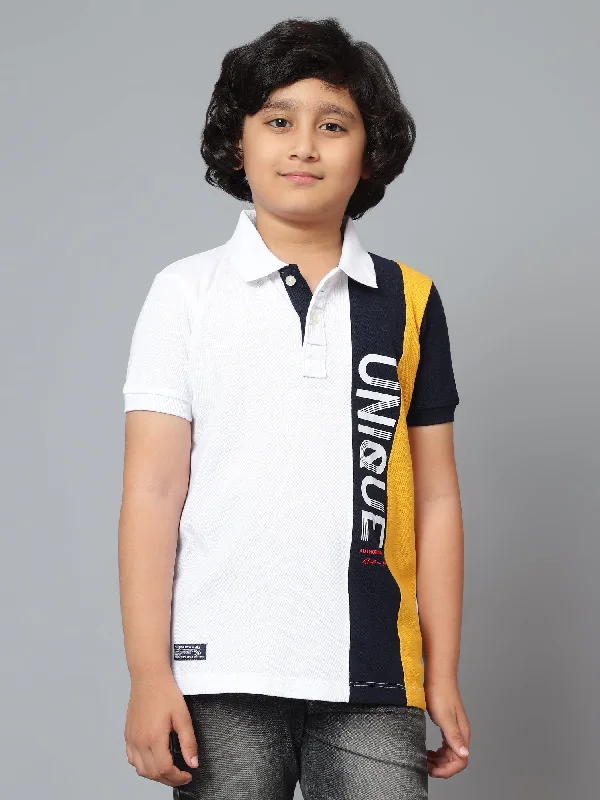 Boys Casual White Half Sleeve  T-Shirt