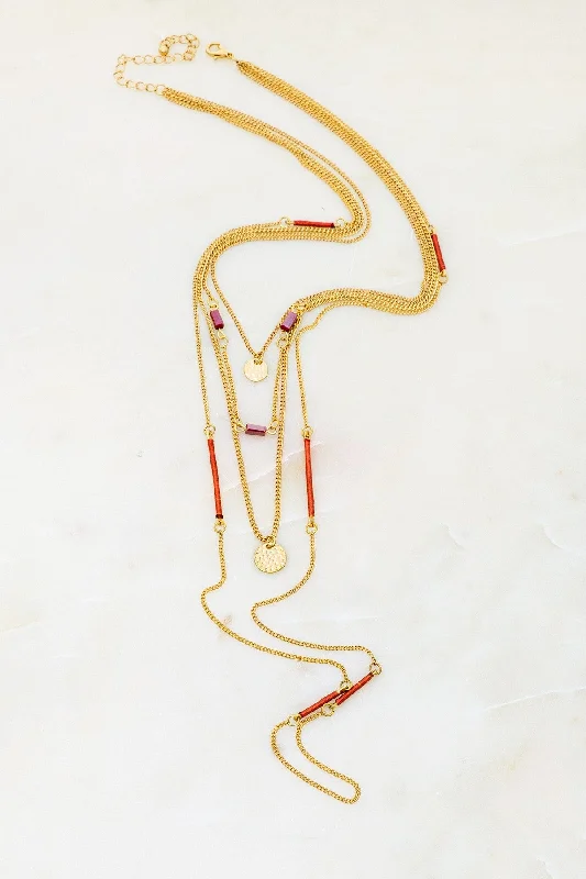 Thread Woven Bars Layered Necklace