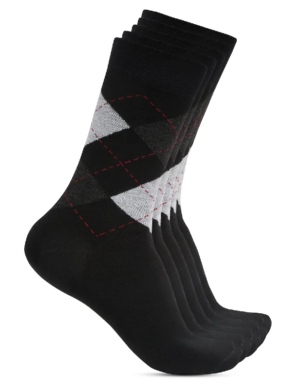 Men's Black Basic Crew length Socks -Pack of 5