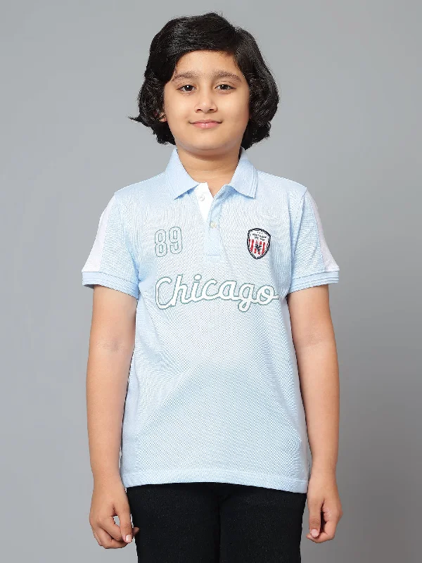 Boys Casual Sky Blue Half Sleeve  T-Shirt