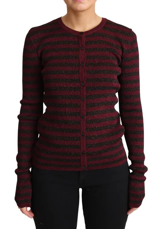 Dolce & Gabbana  Women's Striped Cardigan in Burgundy