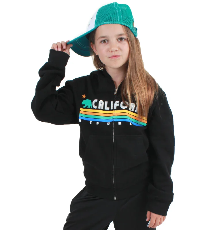 California Republic Vintage Stripe Premium Youth Zip-Up Hoodie