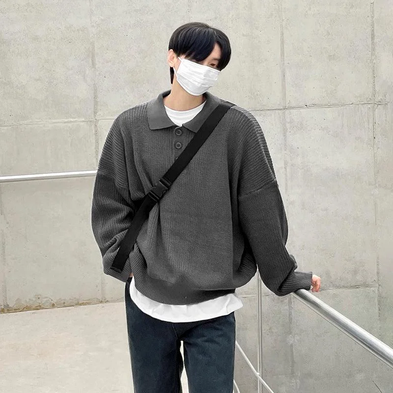 Oversized Knit Polo Shirt