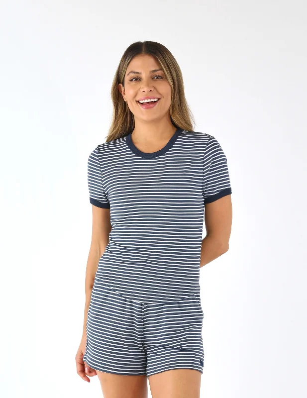 Tranquil Tee: Navy/White Stripe