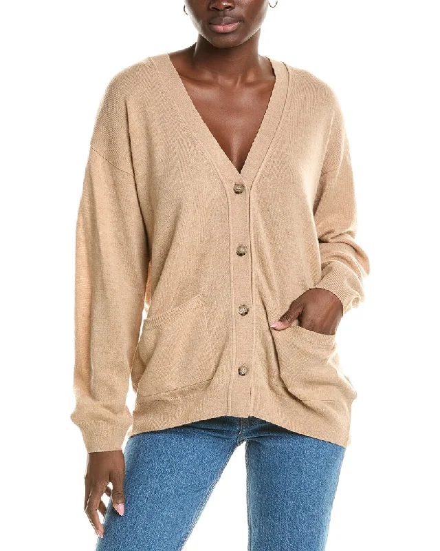 Brodie Cashmere Wool & Cashmere-Blend Roll Edge Luxe Cardigan