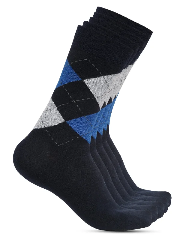 Men's Navy Blue Basic Crew length Socks -Pack of 5