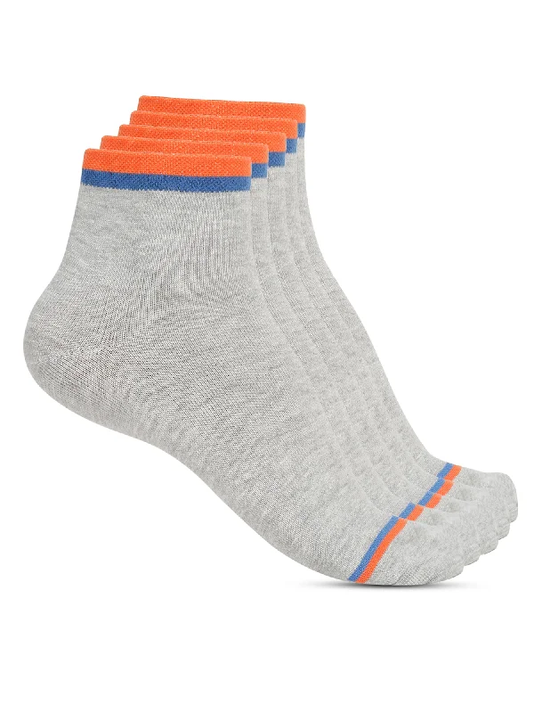 Men's Grey Melange Fashion Ankle length Socks -Pack of 5