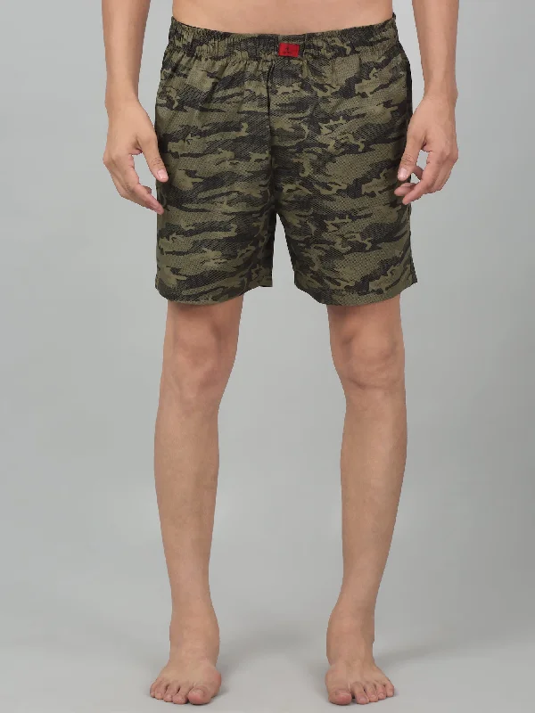 Men's Olive Green Printed Boxer