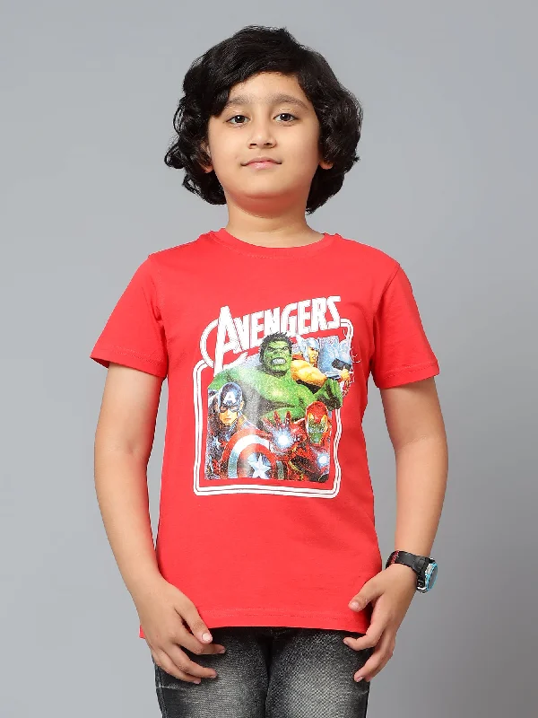 Boys Casual Red Half Sleeve  T-Shirt