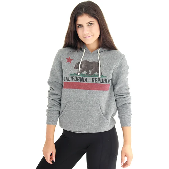 CALIFORNIA REPUBLIC Fashion Bear State Flag Hoodie Eco Grey