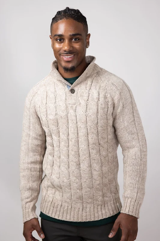 Weatherproof Vintage Cable Button Neck Sweater for Men in Beige | F2440639GK-BEIGE