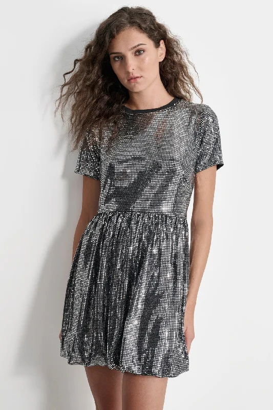 GEO SEQUIN MINI DRESS