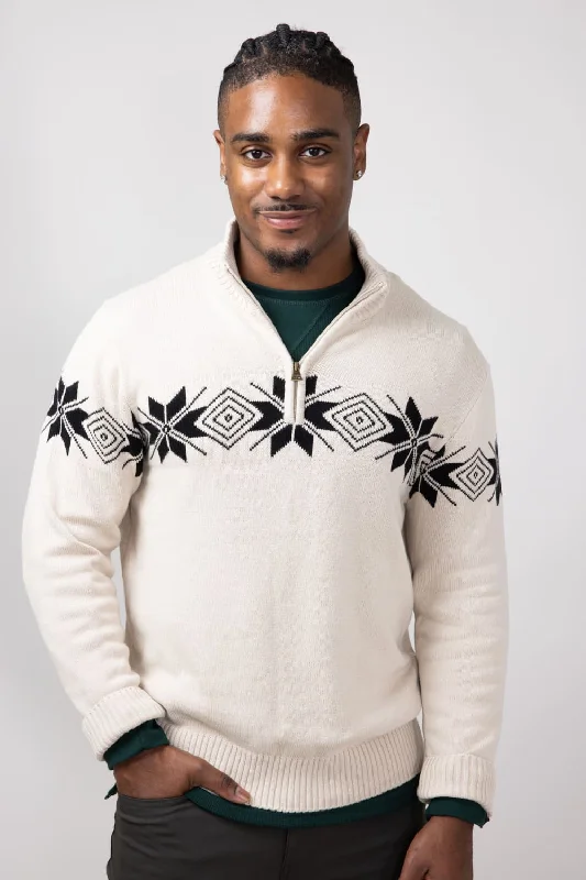 Weatherproof Vintage Snowflake Quarter Zip Sweater for Men in Beige | F2440572GK-BEIGE