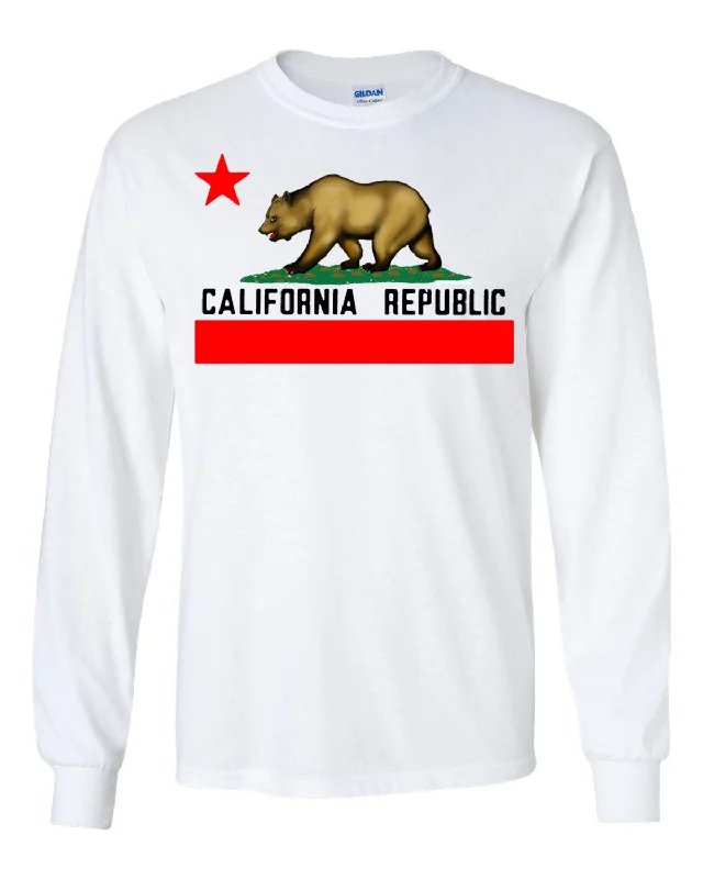 California State Flag - Borderless White Long Sleeve T-Shirt