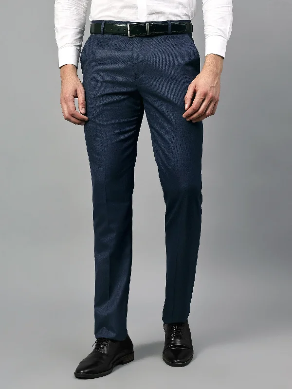 Men's Formal Flat front Navy Blue  Trousers