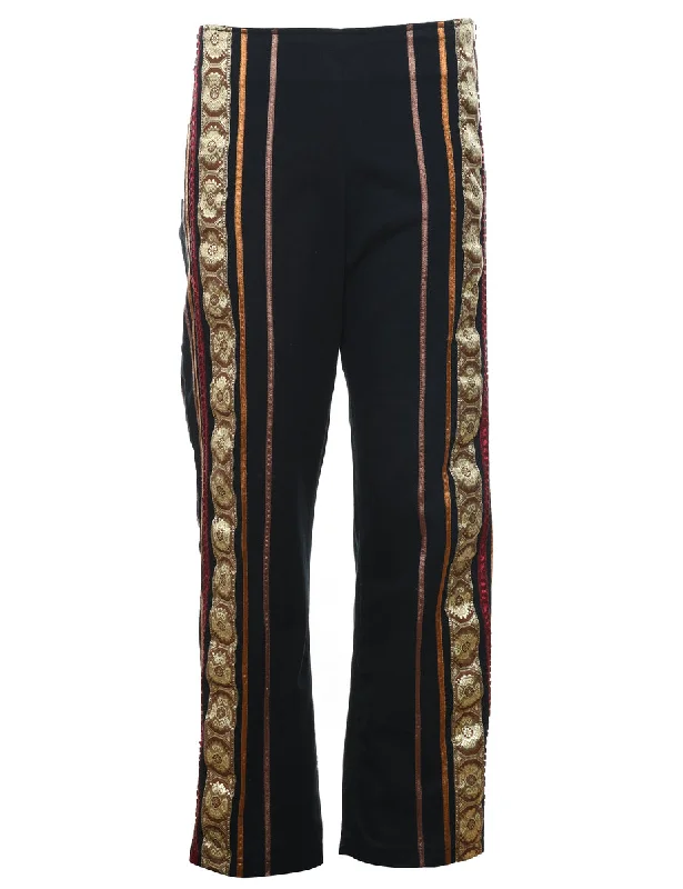 Black Classic Contrast Trim Trousers - W32 L28