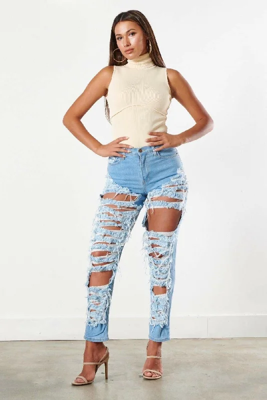 Nita distressed straight Jeans for women