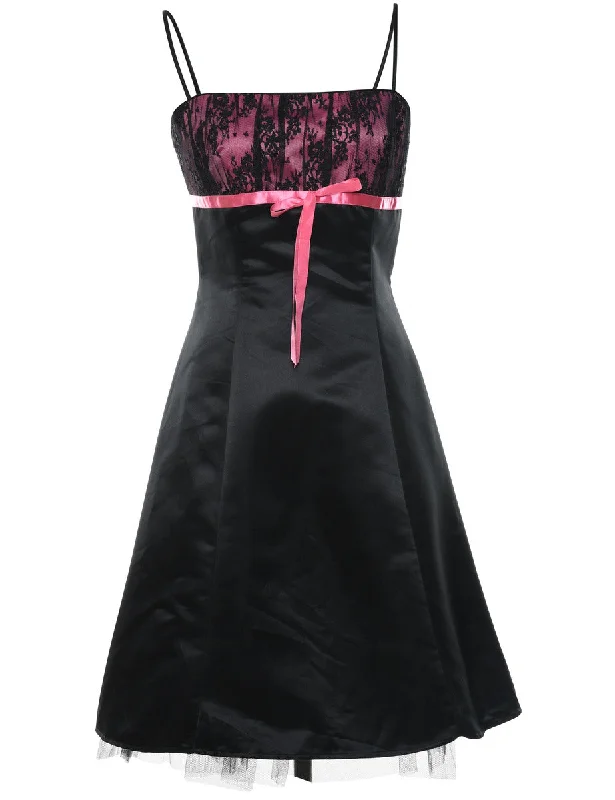 Strappy Black & Pink Evening Dress - XS