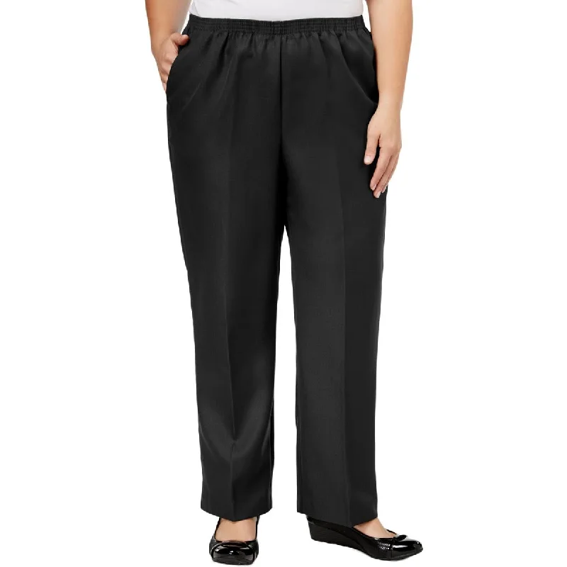 Alfred Dunner Womens Plus Classics Pleated Pull On Straight Leg Pants