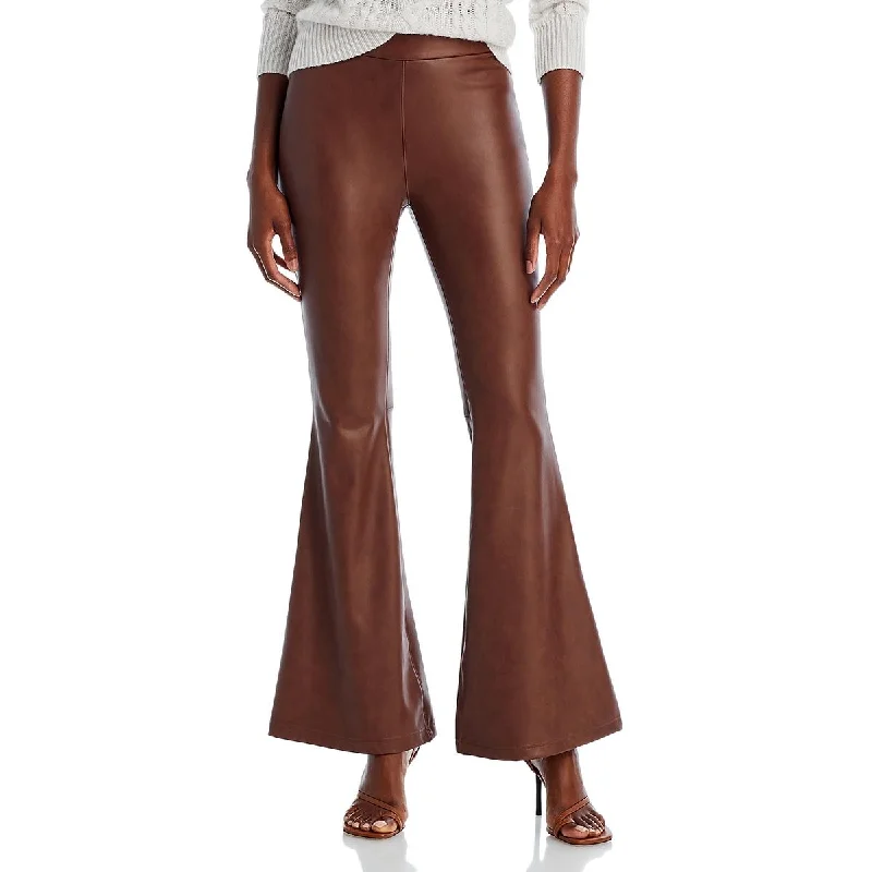 BAGATELLE.NYC Womens Faux Leather High Waist Flared Pants