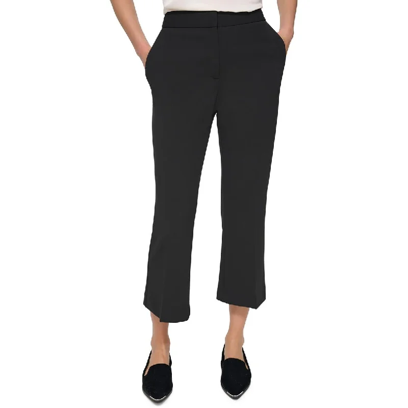 DKNY Womens Flare Legs High Rise Cropped Pants